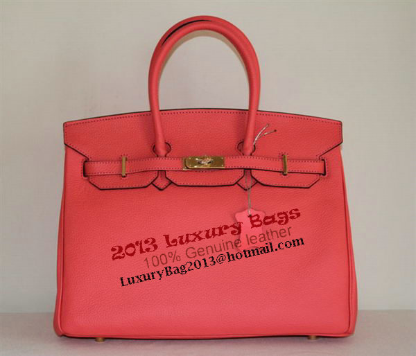 Hermes Birkin 35CM Tote Bag Light Red Clemence Leather H6089 Gold Hermes Birkin 35CM Tote Bag Light Red Clemence Leather H6089 Gold