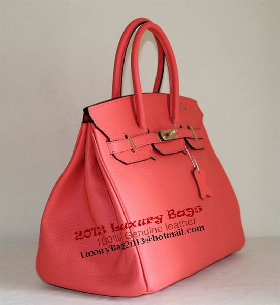Hermes Birkin 35CM Tote Bag Light Red Clemence Leather H6089 Gold Hermes Birkin 35CM Tote Bag Light Red Clemence Leather H6089 Gold