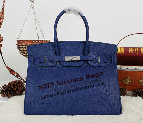 Hermes Birkin 35CM Tote Bag RoyalBlue Clemence Leather H35 Silver Hermes Birkin 35CM Tote Bag RoyalBlue Clemence Leather H35 Silver