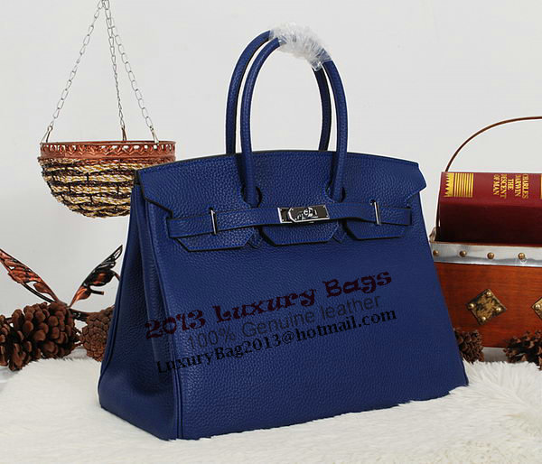 Hermes Birkin 35CM Tote Bag RoyalBlue Clemence Leather H35 Silver Hermes Birkin 35CM Tote Bag RoyalBlue Clemence Leather H35 Silver