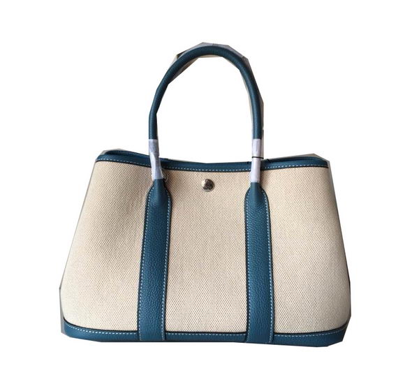 Hermes Garden Party 30CM Bag Canvas Leather H11S Blue Hermes Garden Party 30CM Bag Canvas Leather H11S Blue