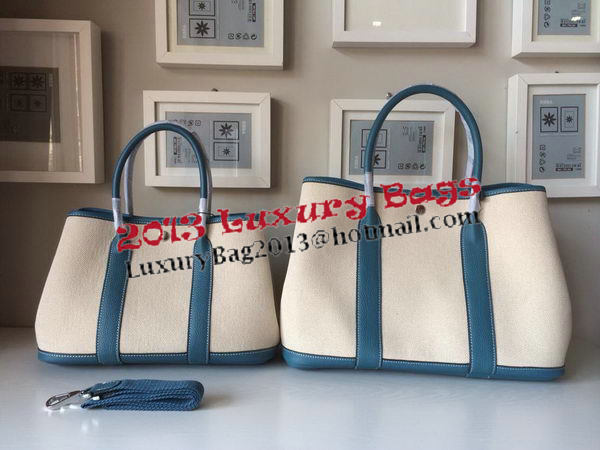 Hermes Garden Party 30CM Bag Canvas Leather H11S Blue Hermes Garden Party 30CM Bag Canvas Leather H11S Blue