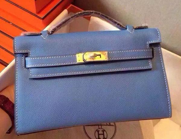 Hermes MINI Kelly 22cm Tote Bag Calfskin Leather K22 SkyBlue Hermes MINI Kelly 22cm Tote Bag Calfskin Leather K22 SkyBlue