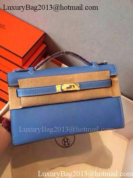 Hermes MINI Kelly 22cm Tote Bag Calfskin Leather K22 SkyBlue Hermes MINI Kelly 22cm Tote Bag Calfskin Leather K22 SkyBlue