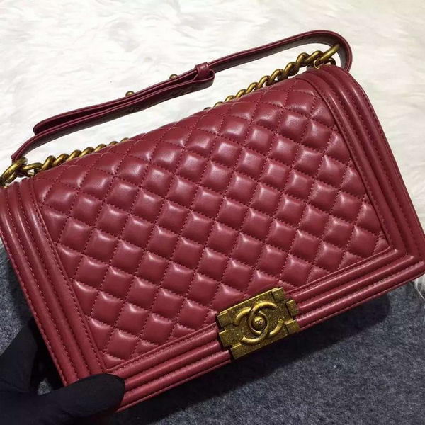 Chanel Boy Flap Shoulder Bag Original Sheepskin Leather A67088 Burgundy Chanel Boy Flap Shoulder Bag Original Sheepskin Leather A67088 Burgundy