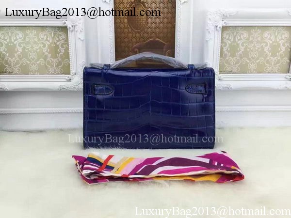 Hermes MINI Kelly 22cm Tote Bag Croco Leather KL22 Blue Hermes MINI Kelly 22cm Tote Bag Croco Leather KL22 Blue