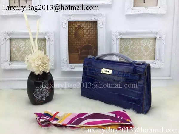 Hermes MINI Kelly 22cm Tote Bag Croco Leather KL22 Blue Hermes MINI Kelly 22cm Tote Bag Croco Leather KL22 Blue