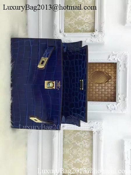 Hermes MINI Kelly 22cm Tote Bag Croco Leather KL22 Blue Hermes MINI Kelly 22cm Tote Bag Croco Leather KL22 Blue