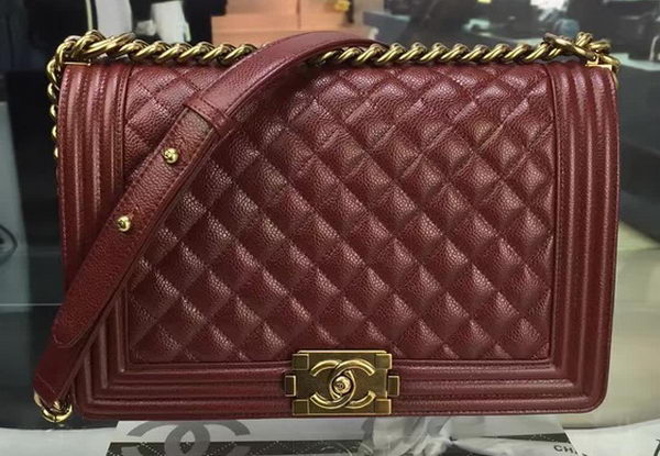 Boy Chanel Flap Bags Original Wine Cannage Pattern A67088 Gold Boy Chanel Flap Bags Original Wine Cannage Pattern A67088 Gold