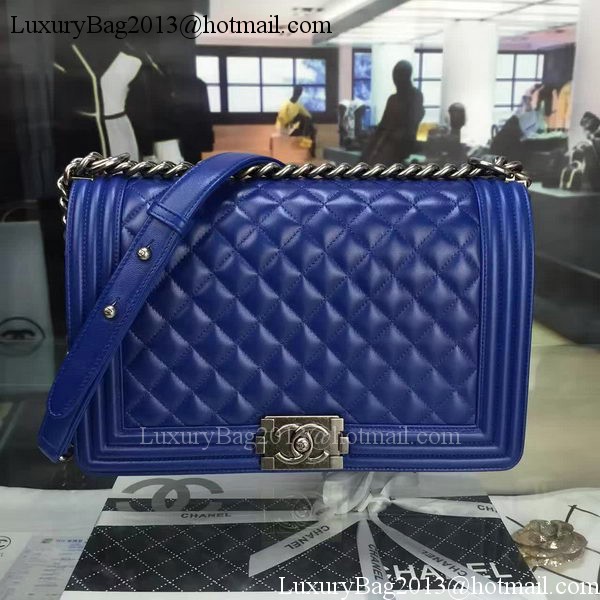Boy Chanel Flap Bag Blue Original Sheepskin Leather A67088 Silver Boy Chanel Flap Bag Blue Original Sheepskin Leather A67088 Silver