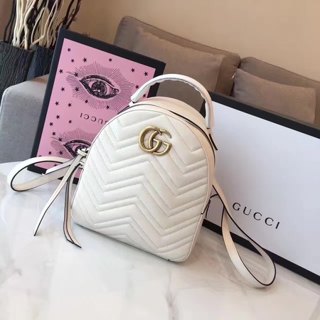 Gucci GG Marmont Quilted Leather Backpack 476671 White Gucci GG Marmont Quilted Leather Backpack 476671 White