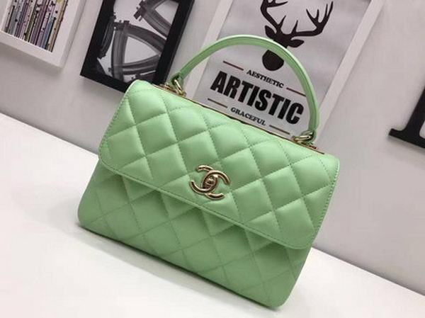 Chanel Classic Top Handle Bag Sheepskin Leather CHA2371 Green Chanel Classic Top Handle Bag Sheepskin Leather CHA2371 Green