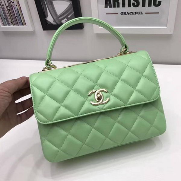 Chanel Classic Top Handle Bag Sheepskin Leather CHA2371 Green Chanel Classic Top Handle Bag Sheepskin Leather CHA2371 Green
