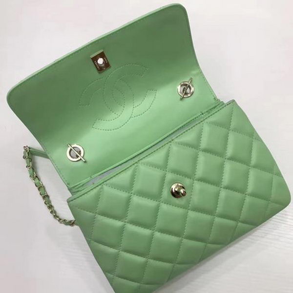 Chanel Classic Top Handle Bag Sheepskin Leather CHA2371 Green Chanel Classic Top Handle Bag Sheepskin Leather CHA2371 Green