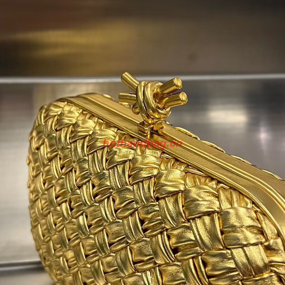 Bottega Veneta Intrecciato Sheepskin Impero Ayers Knot Clutch 11355 Gold