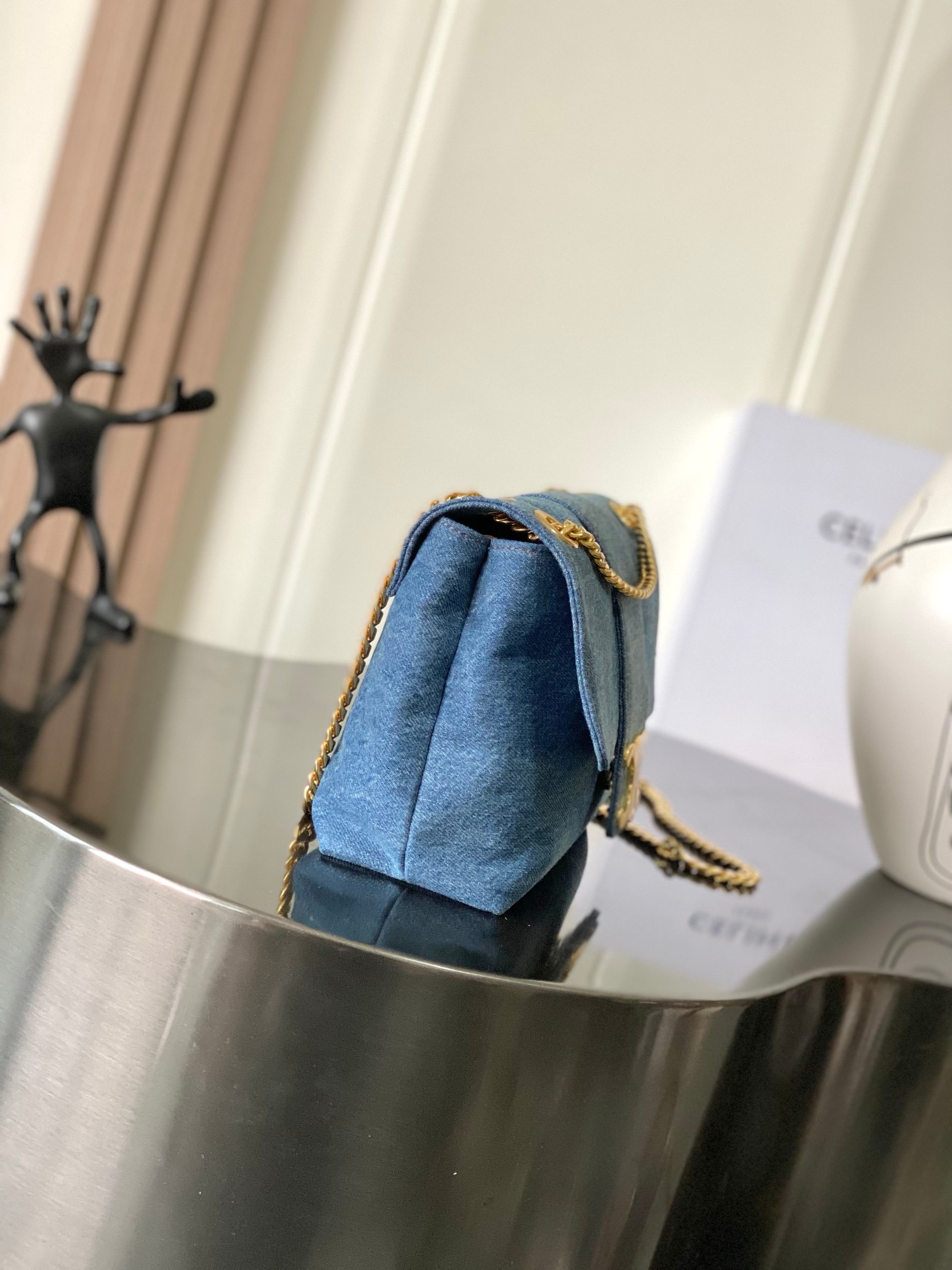 Celine TEEN CELINE VICTOIRE BAG IN Denim 116593 blue