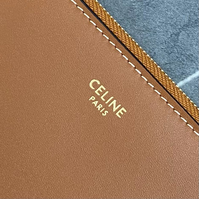 Celine MEDIUM SUPPLE CELINE CLASSIC PANIER IN RAFFIA AND CALFSKIN 114342 TAN