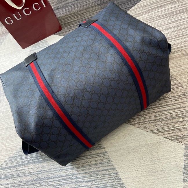 Gucci Medium duffle bag with Web 799871 dark blue GG Supreme