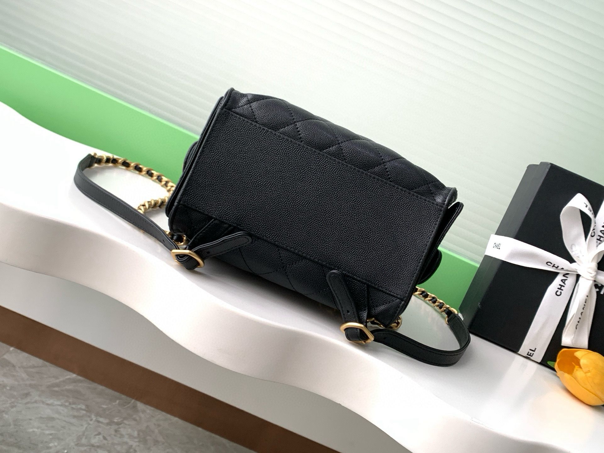 Chanel 25 Bag Original Caviar Leather Backpack AS5600 Black