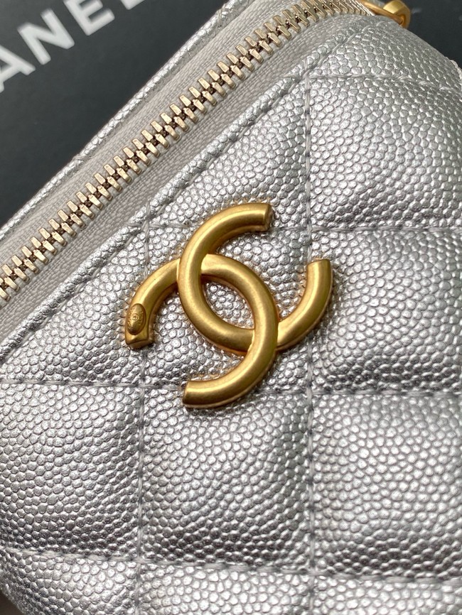 CHANEL Grained Calfskin Small Vanity with Chain AP3941 Silvery