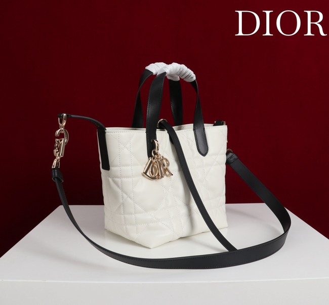 Small Dior Toujours Vertical Tote Bag M2835OSNW white&black