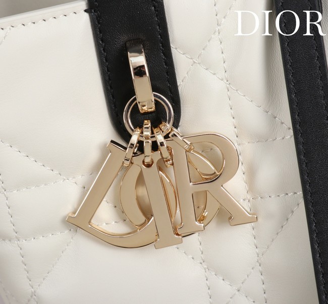Small Dior Toujours Vertical Tote Bag M2835OSNW white&black