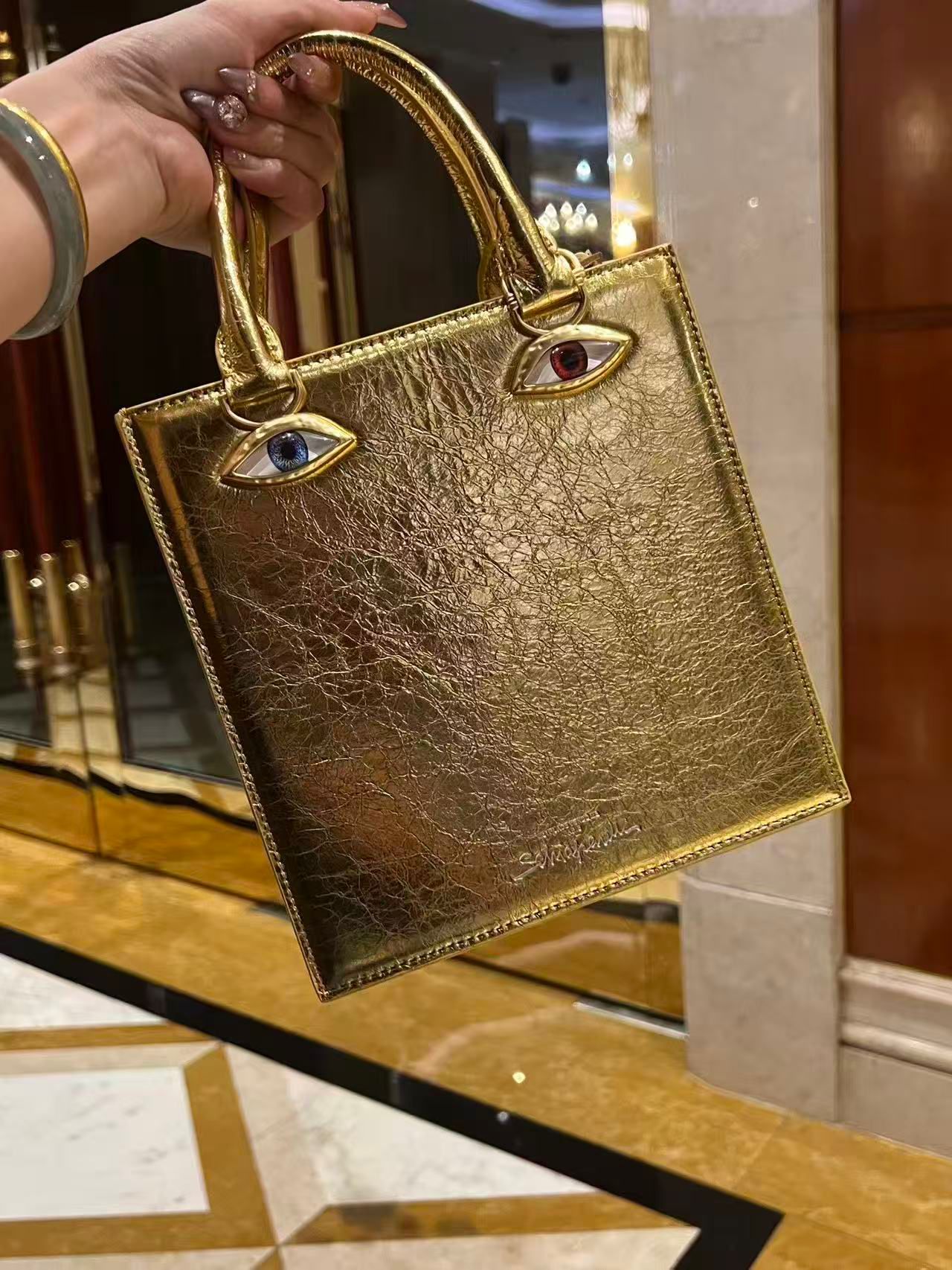 New Schiaparelli bags Original leather 50102 Gold