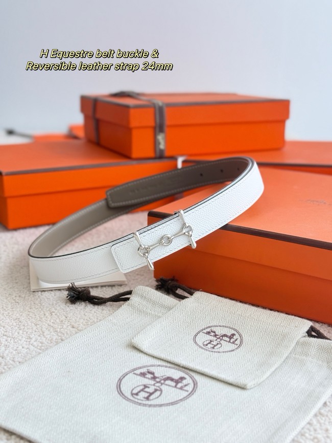 Hermes Swift & Epsom calfskin double-sided leather belt 65986