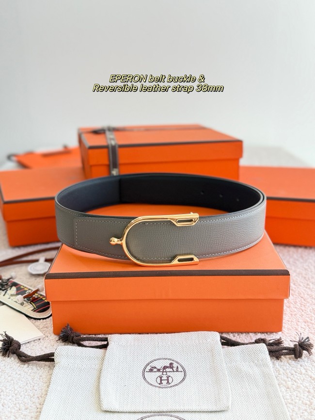 Hermes Epsom calfskin double-sided leather belt 66009