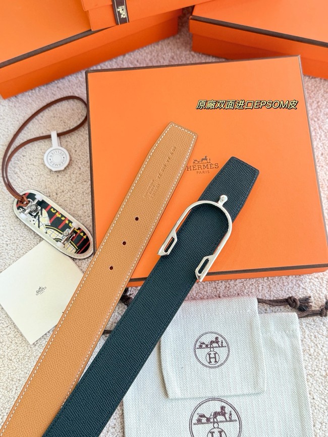 Hermes Epsom calfskin double-sided leather belt 66010