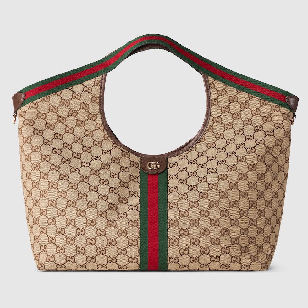 Gucci Giglio Large Tote Bag Variation Beige and Brown GG Canvas 853971