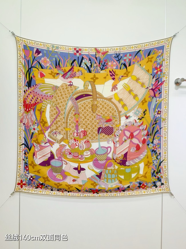 Louis Vuitton Shawl Cashmere and Silk KY123