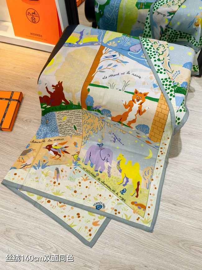 Hermes Shawl Cashmere and Silk Jacquard KY128