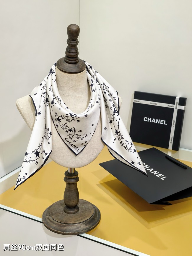 Chanel 90 Square Scarf Silk Twill KY155