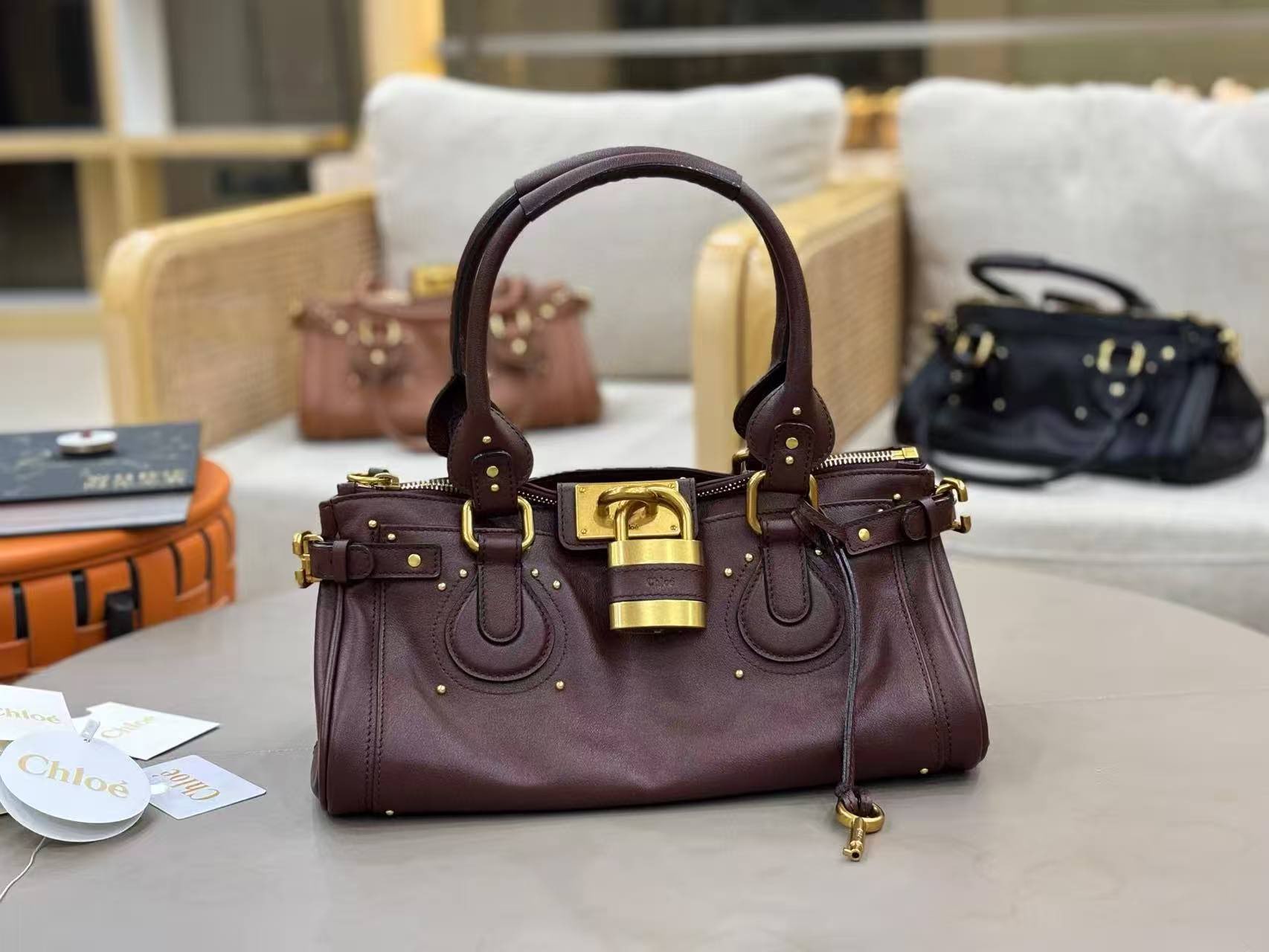 Chloe Original Leather Handle Bag C63202 Coffee Brown Chloe Original Leather Handle Bag C63202 Coffee Brown