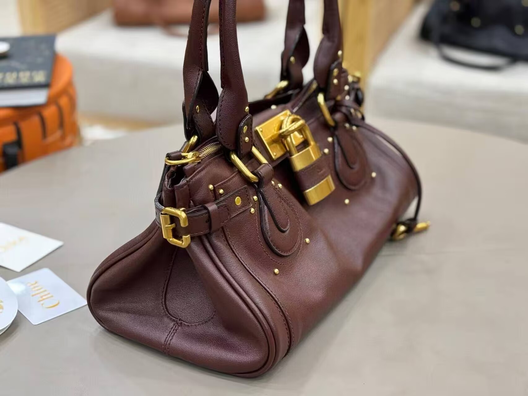 Chloe Original Leather Handle Bag C63202 Coffee Brown Chloe Original Leather Handle Bag C63202 Coffee Brown