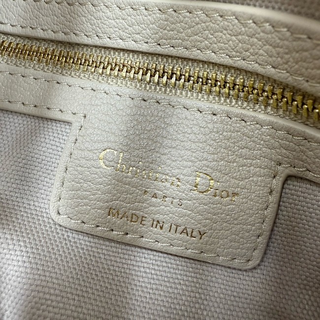 Small Dior Voyage Bag Flat Macrocannage Grained Calfskin M2845UJ Beige