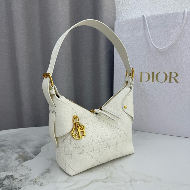 Small Dior Voyage Bag Flat Macrocannage Grained Calfskin M2845UJ Latte