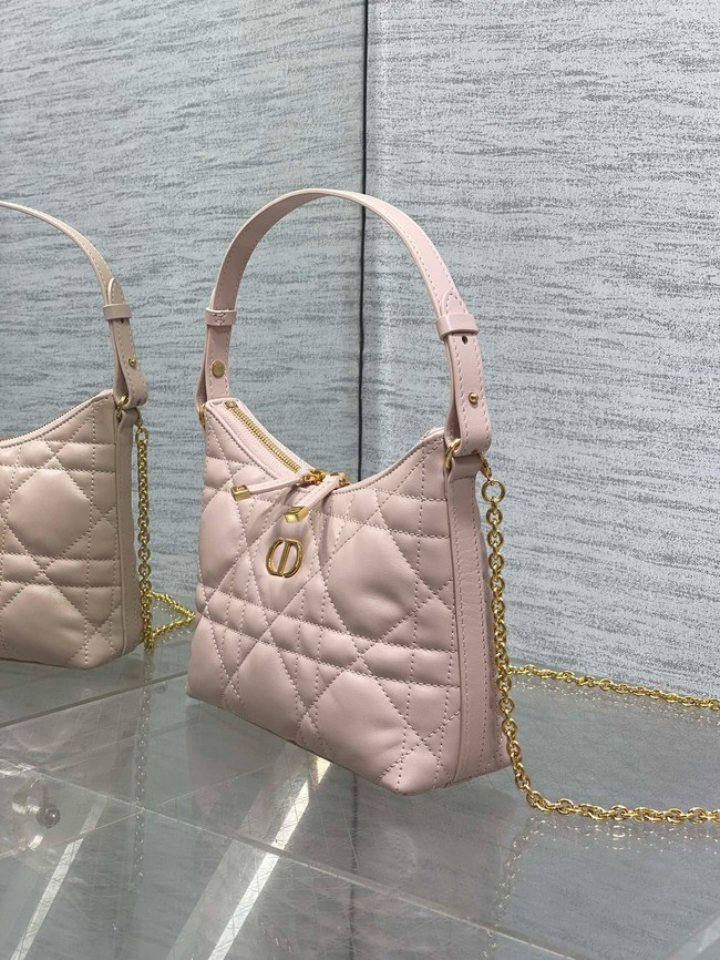 Miss Caro Diorling Mini Bag with Chain Powder Pink Macrocannage Lambskin S5253U