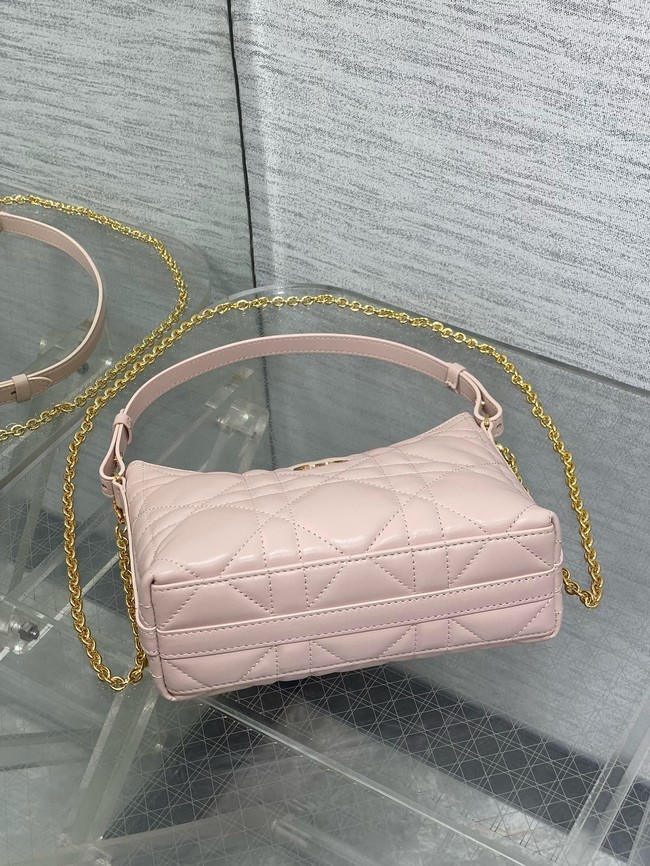 Miss Caro Diorling Mini Bag with Chain Powder Pink Macrocannage Lambskin S5253U