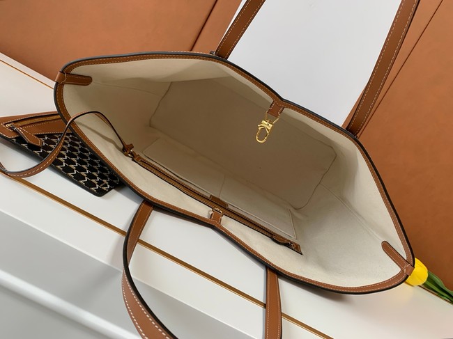 Goyard Calfskin Leather Tote Bag GM 3365 black&brown