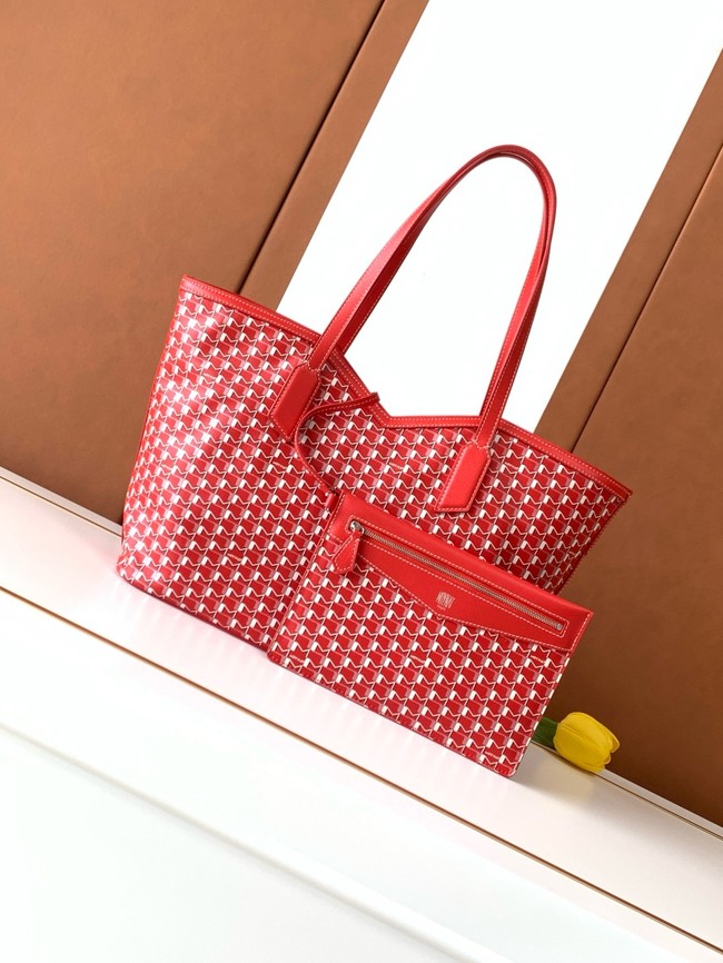 Goyard Calfskin Leather Tote Bag MM M8002 RED