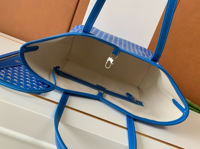 Goyard Calfskin Leather Tote Bag MM M8002 blue