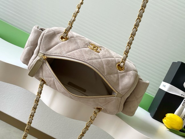 CHANEL Small Bowling Bag Suede AS5792 Beige