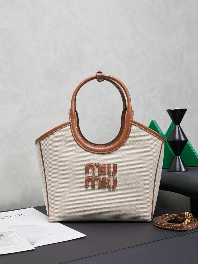 MIUMIU IN canvas&Leather Shoulder Bags 5GB288 Beige