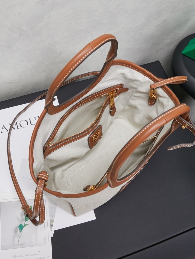 MIUMIU IN canvas&Leather Shoulder Bags 5GB288 Beige