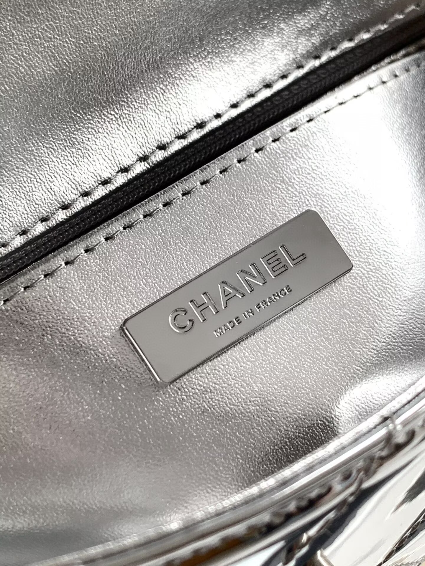 Chanel 25K Original Patent Leather Top Handle Bag  A6320 Silver