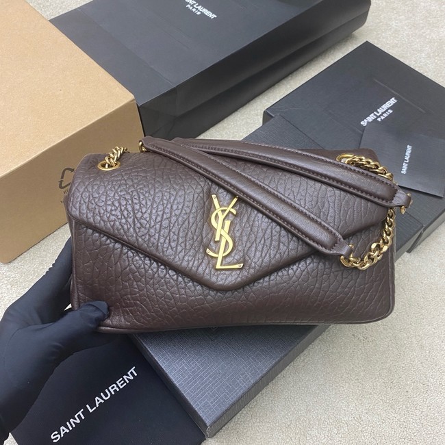 Saint Laurent CALYPSO SMALL IN GRAINED LAMBSKIN 734153 daek brown