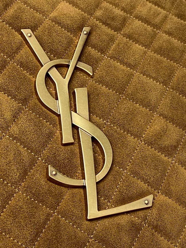 Yves Saint Laurent ICARE MAXI SHOPPING BAG IN QUILTED suede 698651 CARAMEL COGNAC