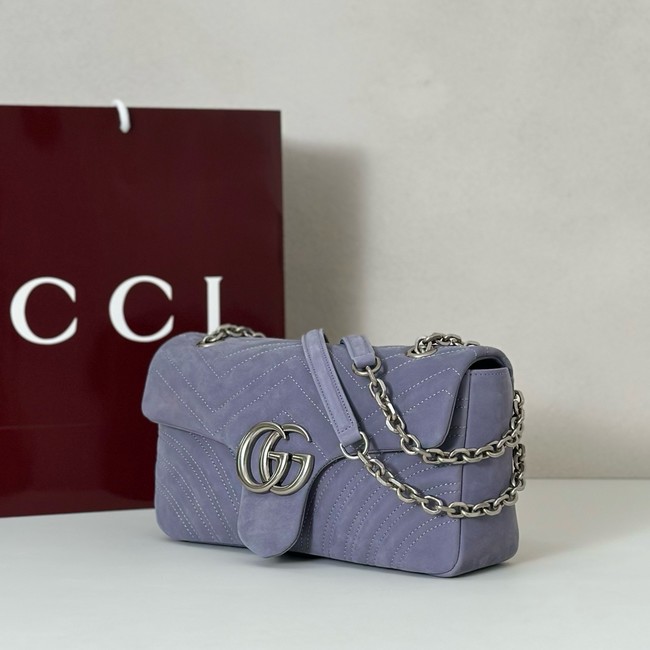 Gucci GG Marmont medium shoulder bag 837267 Variation dusty blue suede